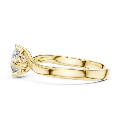 14K Yellow Gold Round Lab-Grown Diamond Ring for Women | Party Wear | Pure Carat