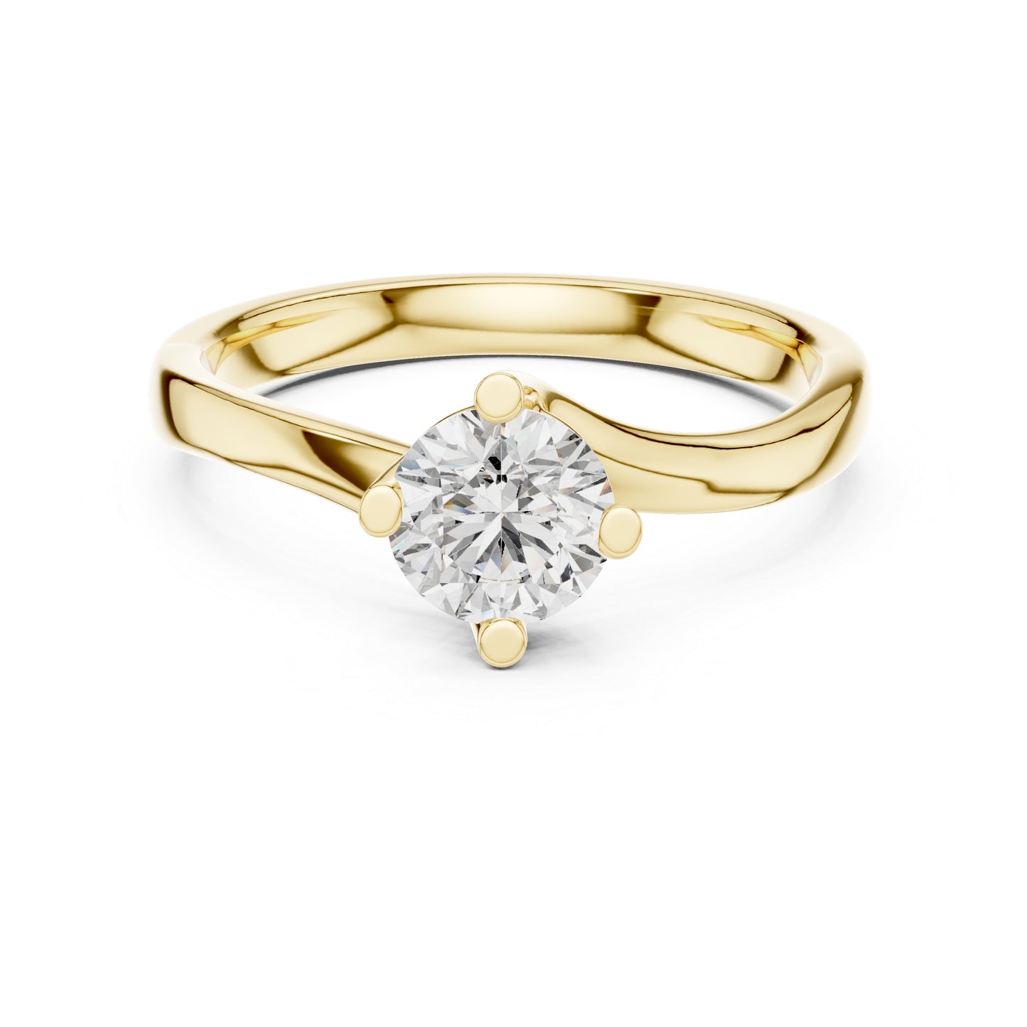 14K Yellow Gold Round Lab-Grown Diamond Ring for Women | Party Wear | Pure Carat