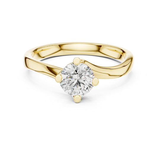 14K Yellow Gold Round Lab-Grown Diamond Ring for Women | Party Wear | Pure Carat