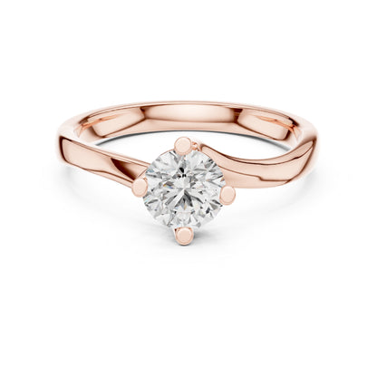 14K Yellow Gold Round Lab-Grown Diamond Ring for Women | Party Wear | Pure Carat