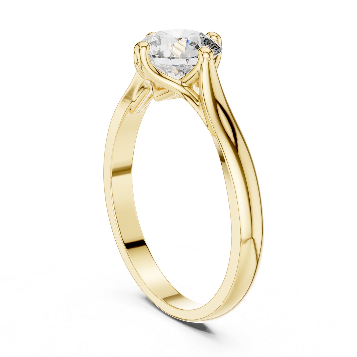 18K Yellow Gold Round Lab-Grown Diamond Drop Ring for Women | Everyday Wear | Pure Carat