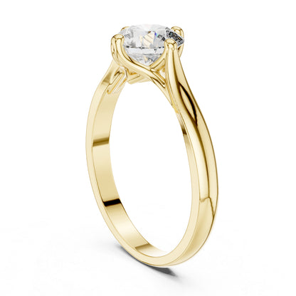 18K Yellow Gold Round Lab-Grown Diamond Drop Ring for Women | Everyday Wear | Pure Carat