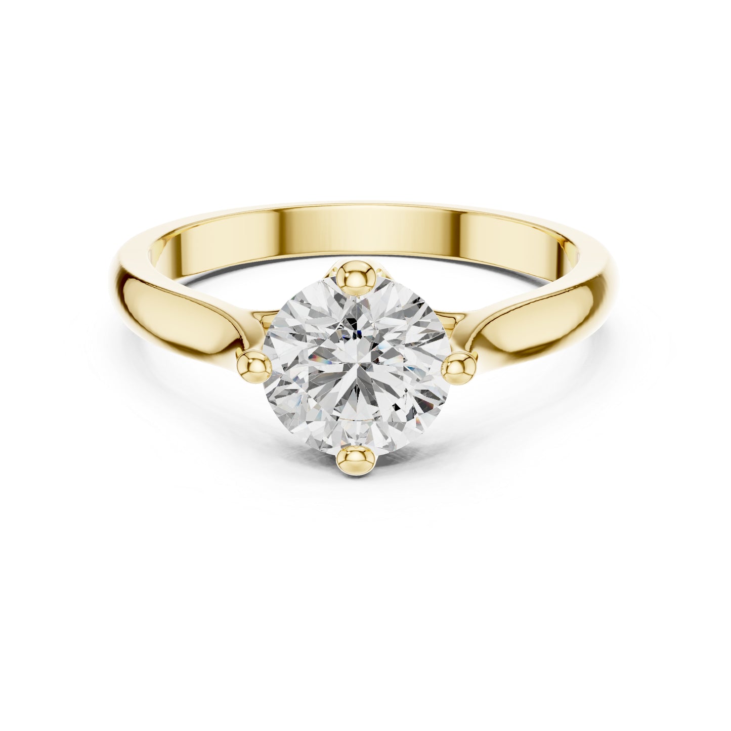 18K Yellow Gold Round Lab-Grown Diamond Drop Ring for Women | Everyday Wear | Pure Carat
