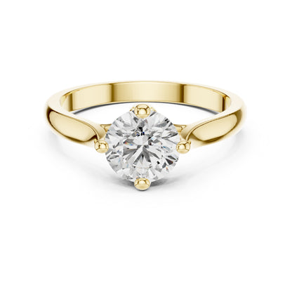 18K Yellow Gold Round Lab-Grown Diamond Drop Ring for Women | Everyday Wear | Pure Carat