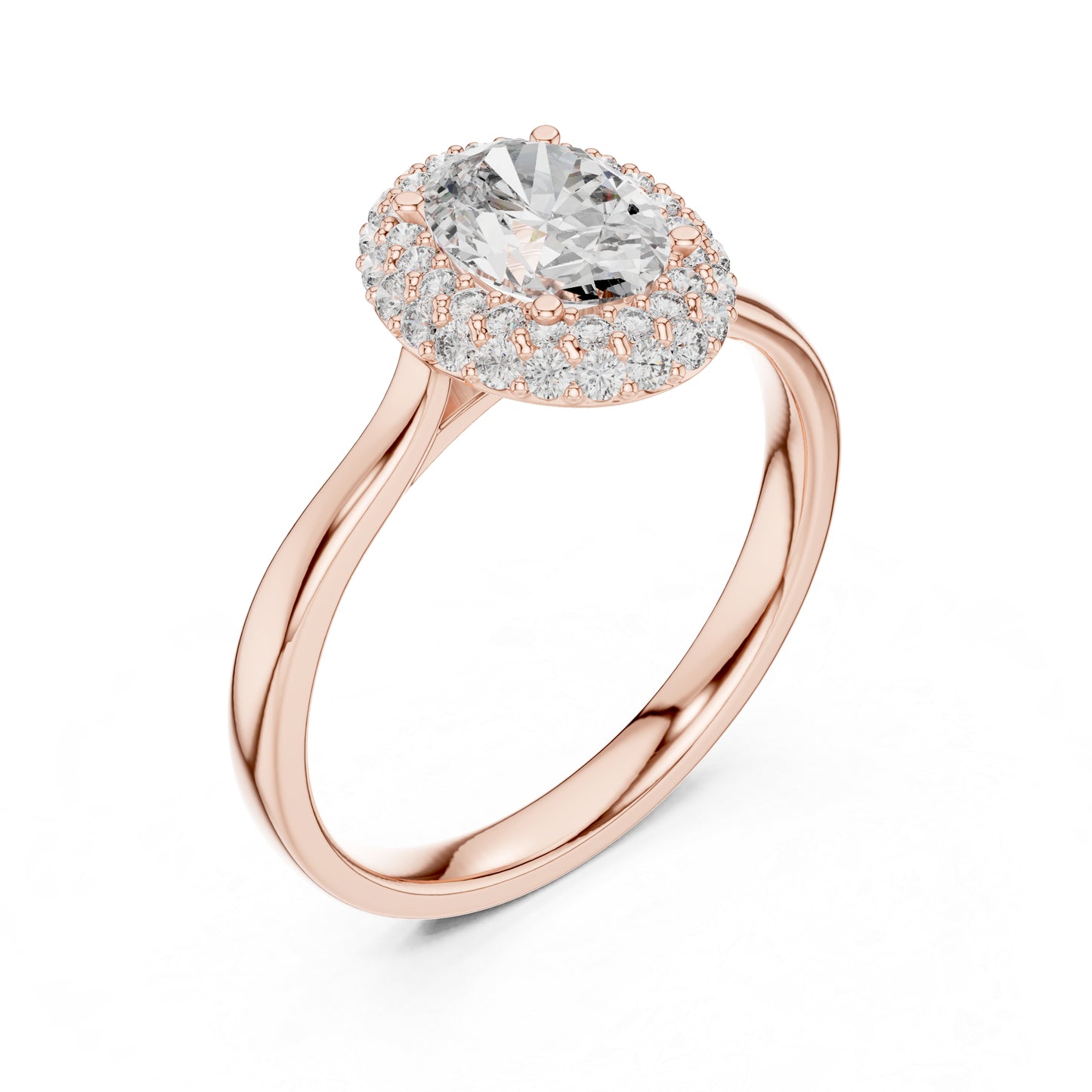 14K Rose Gold Oval & Round Lab-Grown Diamond Ring for Women | Bridal Wear | Pure Carat