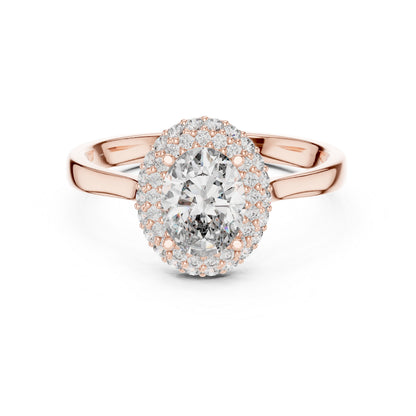 14K Rose Gold Oval & Round Lab-Grown Diamond Ring for Women | Bridal Wear | Pure Carat