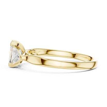 18K Yellow Gold Emerald & Trillion Lab-Grown Diamond Stud Ring for Women | Party Wear | Pure Carat