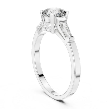 14K Yellow Gold Cushion & Baguette Lab-Grown Diamond Solitaire Ring for Women | Anniversary Gift | Pure Carat