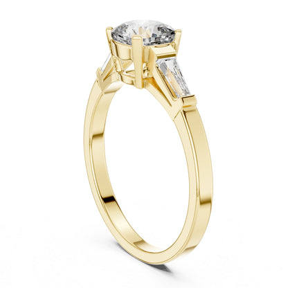 14K Yellow Gold Cushion & Baguette Lab-Grown Diamond Solitaire Ring for Women | Anniversary Gift | Pure Carat