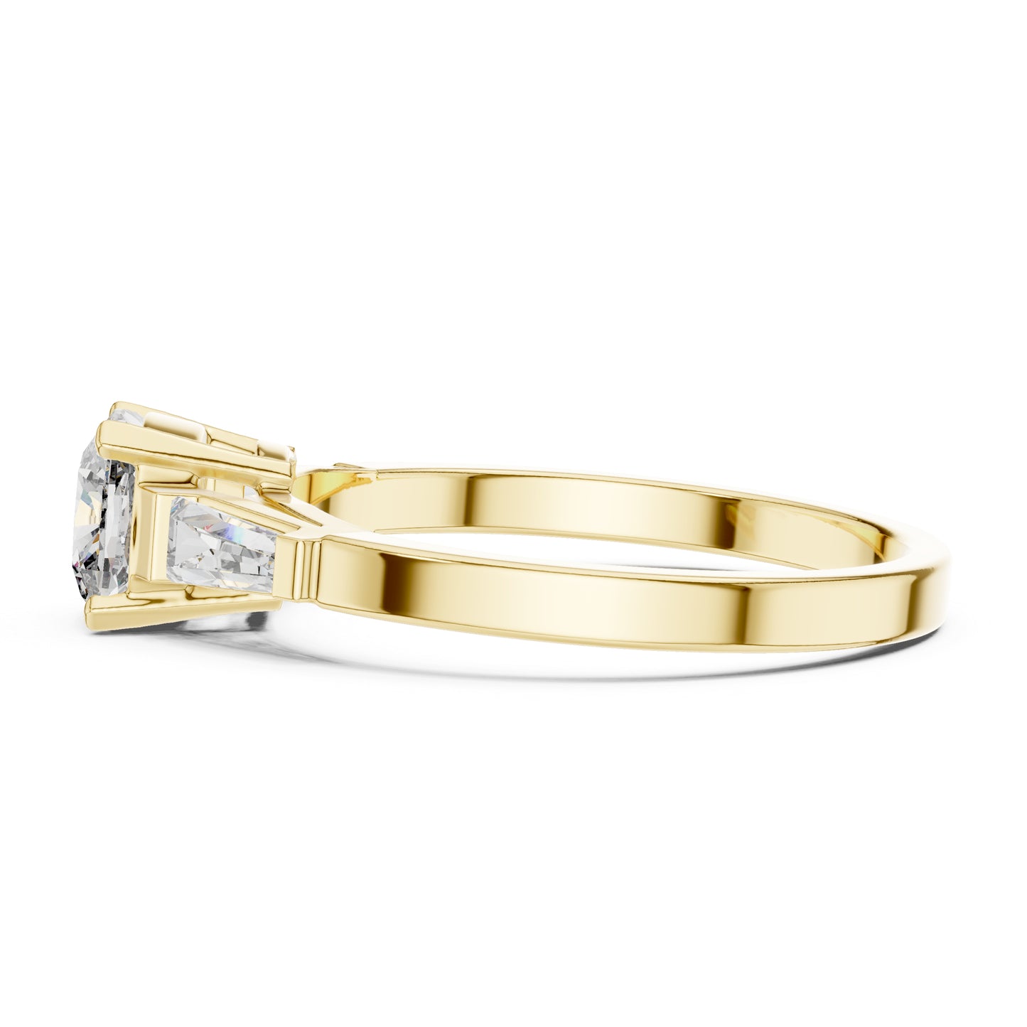 14K Yellow Gold Cushion & Baguette Lab-Grown Diamond Solitaire Ring for Women | Anniversary Gift | Pure Carat