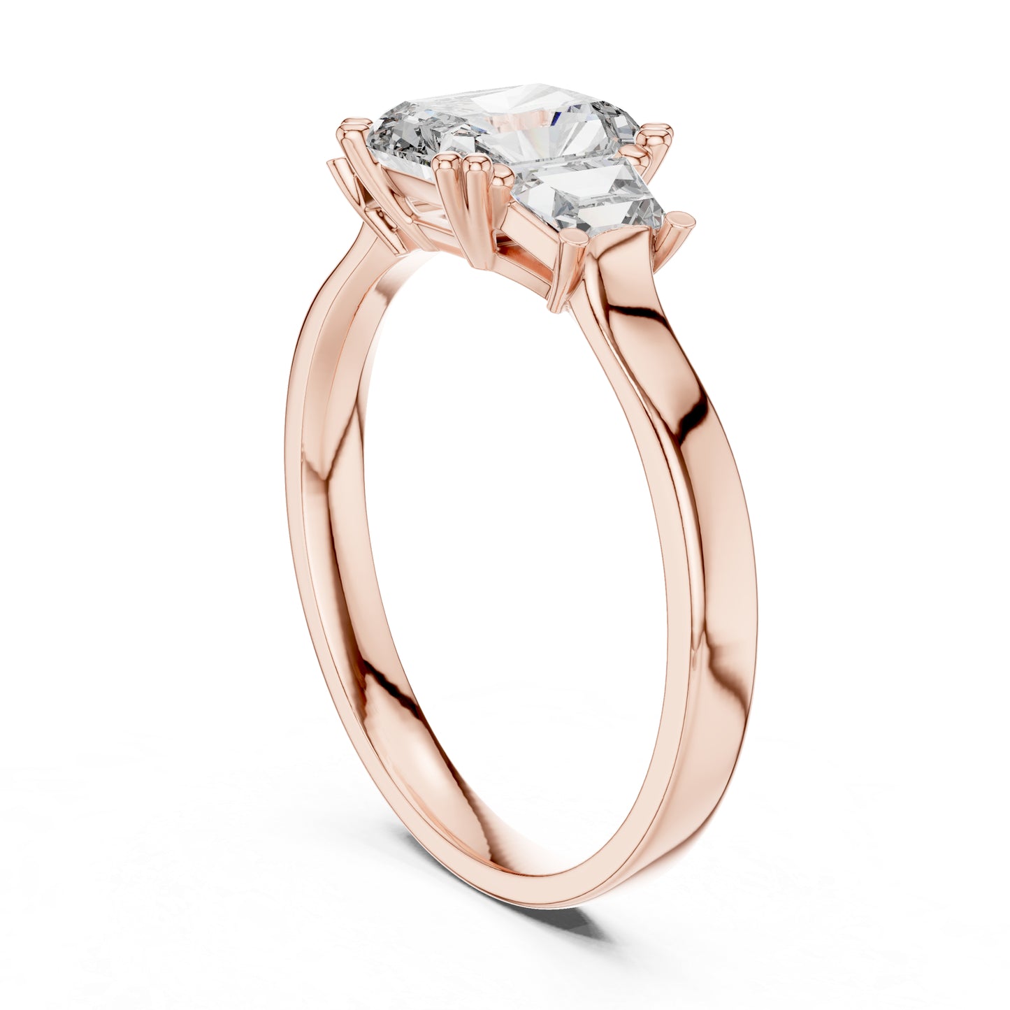 18K Rose Gold Custom Baguette & Radiant Lab-Grown Diamond Engagement Ring for Women | Pure Carat
