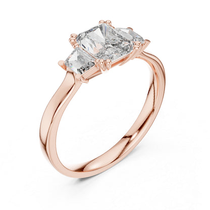 18K Rose Gold Custom Baguette & Radiant Lab-Grown Diamond Engagement Ring for Women | Pure Carat