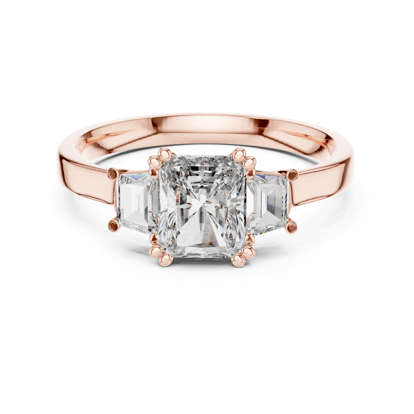 18K Rose Gold Custom Baguette & Radiant Lab-Grown Diamond Engagement Ring for Women | Pure Carat