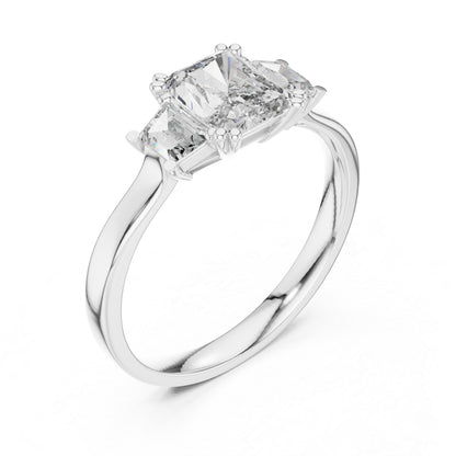 18K Rose Gold Custom Baguette & Radiant Lab-Grown Diamond Engagement Ring for Women | Pure Carat