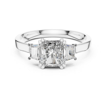 18K Rose Gold Custom Baguette & Radiant Lab-Grown Diamond Engagement Ring for Women | Pure Carat