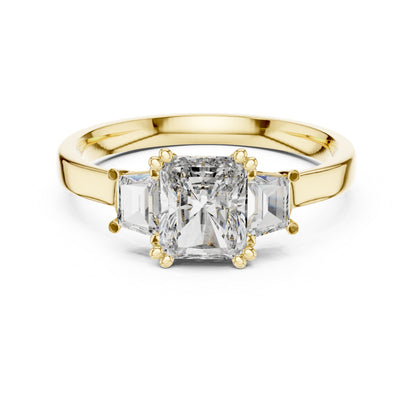 18K Rose Gold Custom Baguette & Radiant Lab-Grown Diamond Engagement Ring for Women | Pure Carat