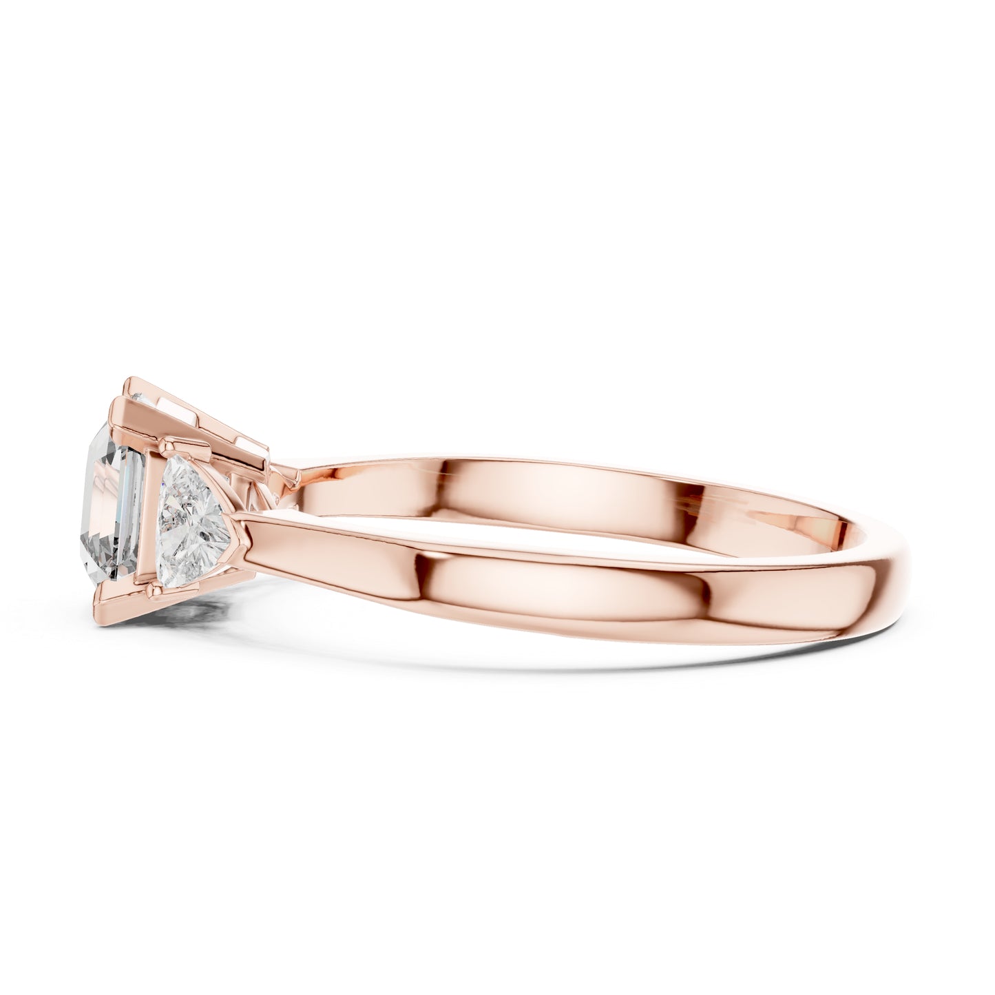 18K Rose Gold Trillion & Emerald Lab-Grown Diamond Stud Ring for Women | Party Wear | Pure Carat