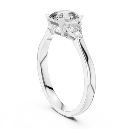 18K Rose Gold Trillion & Emerald Lab-Grown Diamond Stud Ring for Women | Party Wear | Pure Carat
