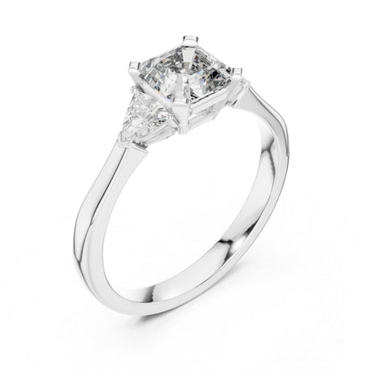 18K Rose Gold Trillion & Emerald Lab-Grown Diamond Stud Ring for Women | Party Wear | Pure Carat