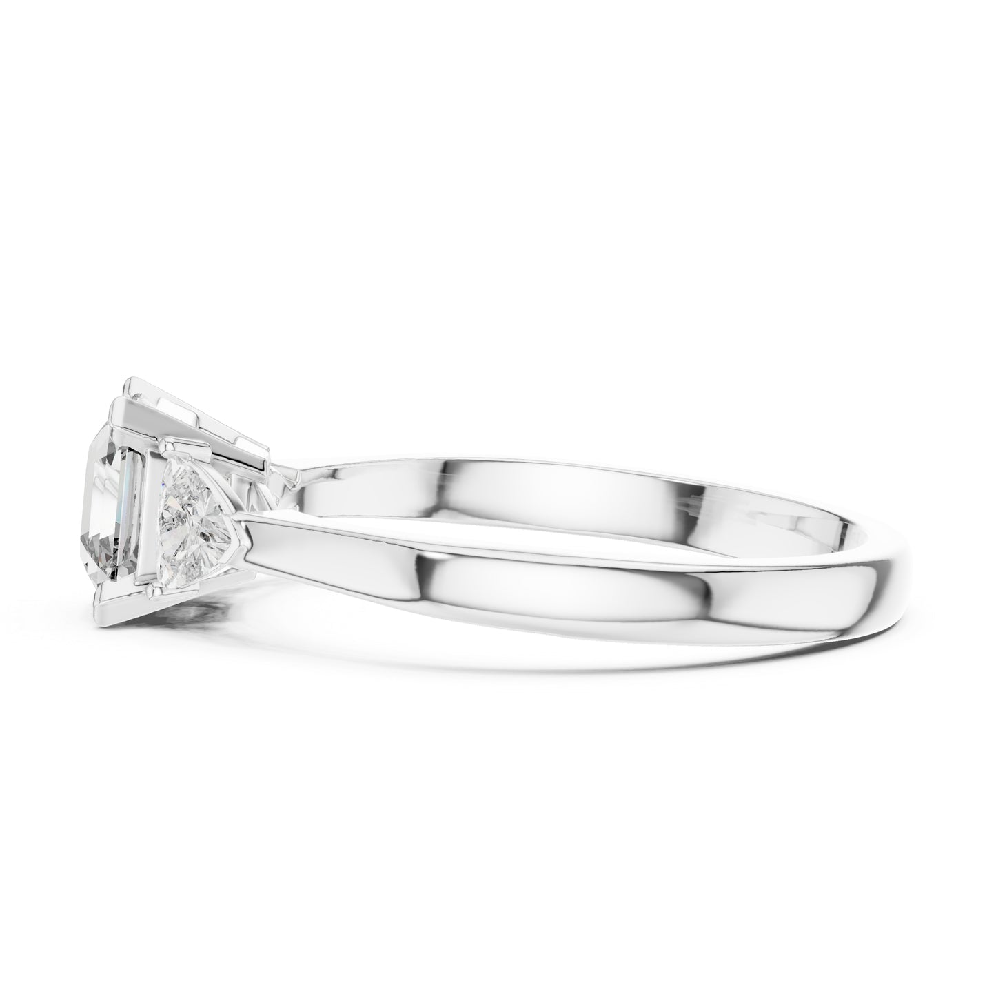 18K Rose Gold Trillion & Emerald Lab-Grown Diamond Stud Ring for Women | Party Wear | Pure Carat
