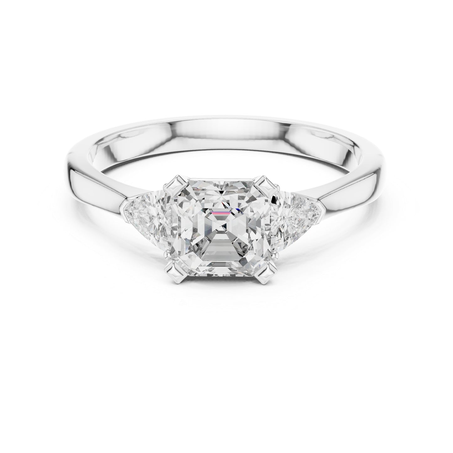 18K Rose Gold Trillion & Emerald Lab-Grown Diamond Stud Ring for Women | Party Wear | Pure Carat
