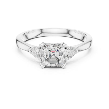 18K Rose Gold Trillion & Emerald Lab-Grown Diamond Stud Ring for Women | Party Wear | Pure Carat