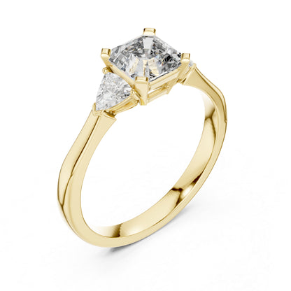 18K Rose Gold Trillion & Emerald Lab-Grown Diamond Stud Ring for Women | Party Wear | Pure Carat