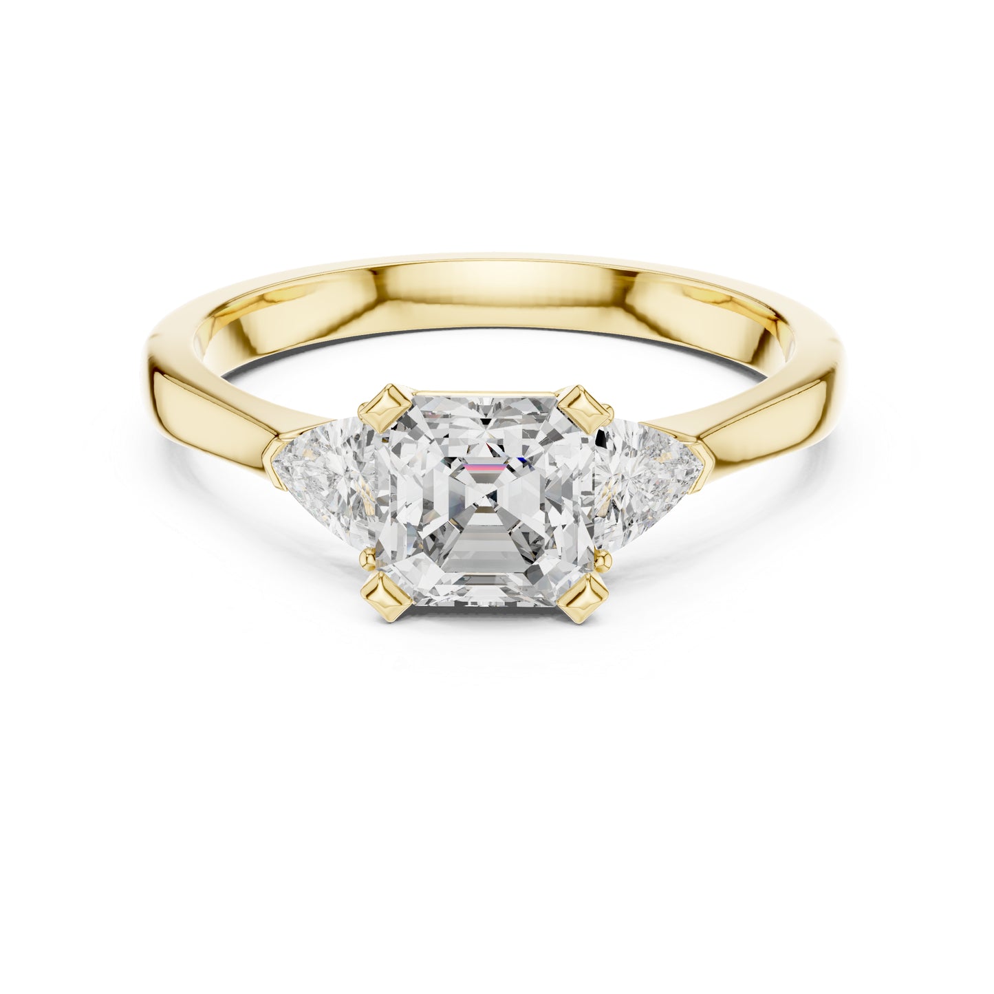 18K Rose Gold Trillion & Emerald Lab-Grown Diamond Stud Ring for Women | Party Wear | Pure Carat