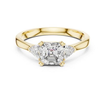 18K Rose Gold Trillion & Emerald Lab-Grown Diamond Stud Ring for Women | Party Wear | Pure Carat