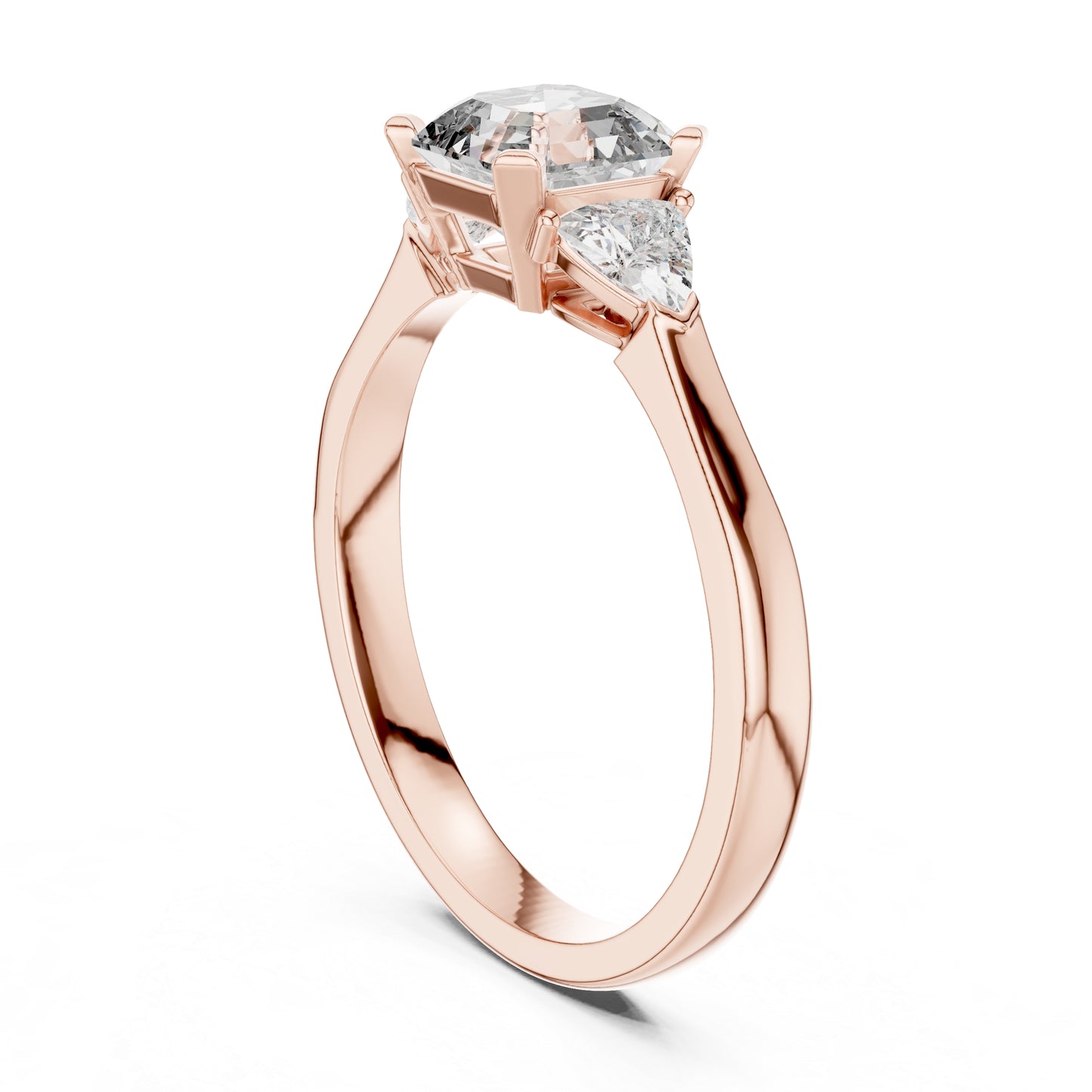 18K Rose Gold Trillion & Emerald Lab-Grown Diamond Stud Ring for Women | Party Wear | Pure Carat