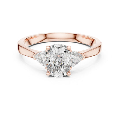 14K White Gold Cushion & Curved Trillion Lab-Grown Diamond Solitaire Ring for Women | Wedding | Pure Carat