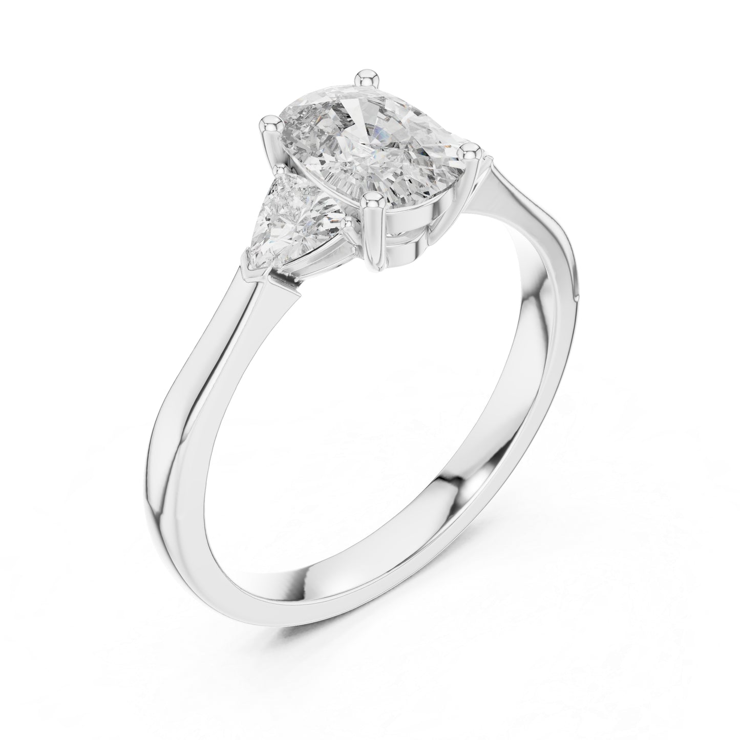 14K White Gold Cushion & Curved Trillion Lab-Grown Diamond Solitaire Ring for Women | Wedding | Pure Carat