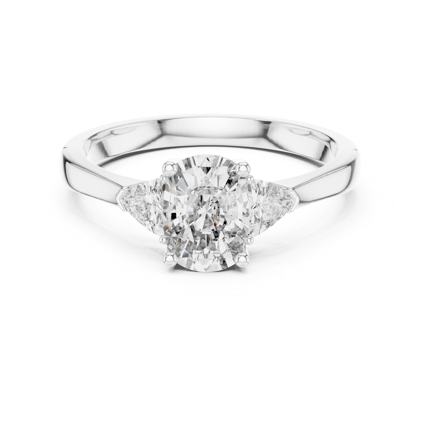 14K White Gold Cushion & Curved Trillion Lab-Grown Diamond Solitaire Ring for Women | Wedding | Pure Carat