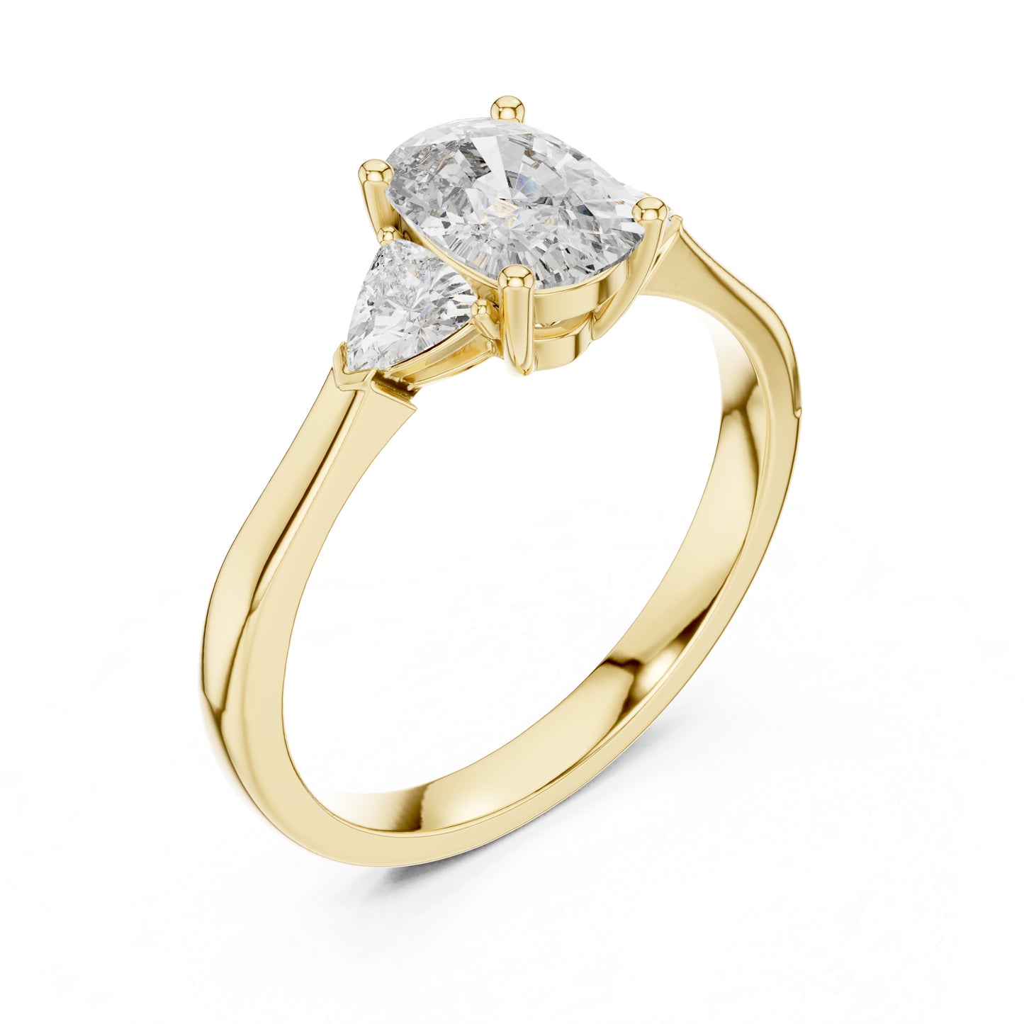 14K White Gold Cushion & Curved Trillion Lab-Grown Diamond Solitaire Ring for Women | Wedding | Pure Carat