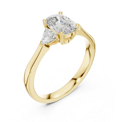14K White Gold Cushion & Curved Trillion Lab-Grown Diamond Solitaire Ring for Women | Wedding | Pure Carat