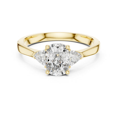 14K White Gold Cushion & Curved Trillion Lab-Grown Diamond Solitaire Ring for Women | Wedding | Pure Carat