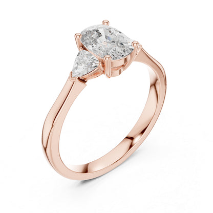 14K White Gold Cushion & Curved Trillion Lab-Grown Diamond Solitaire Ring for Women | Wedding | Pure Carat