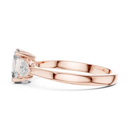 14K White Gold Cushion & Curved Trillion Lab-Grown Diamond Solitaire Ring for Women | Wedding | Pure Carat