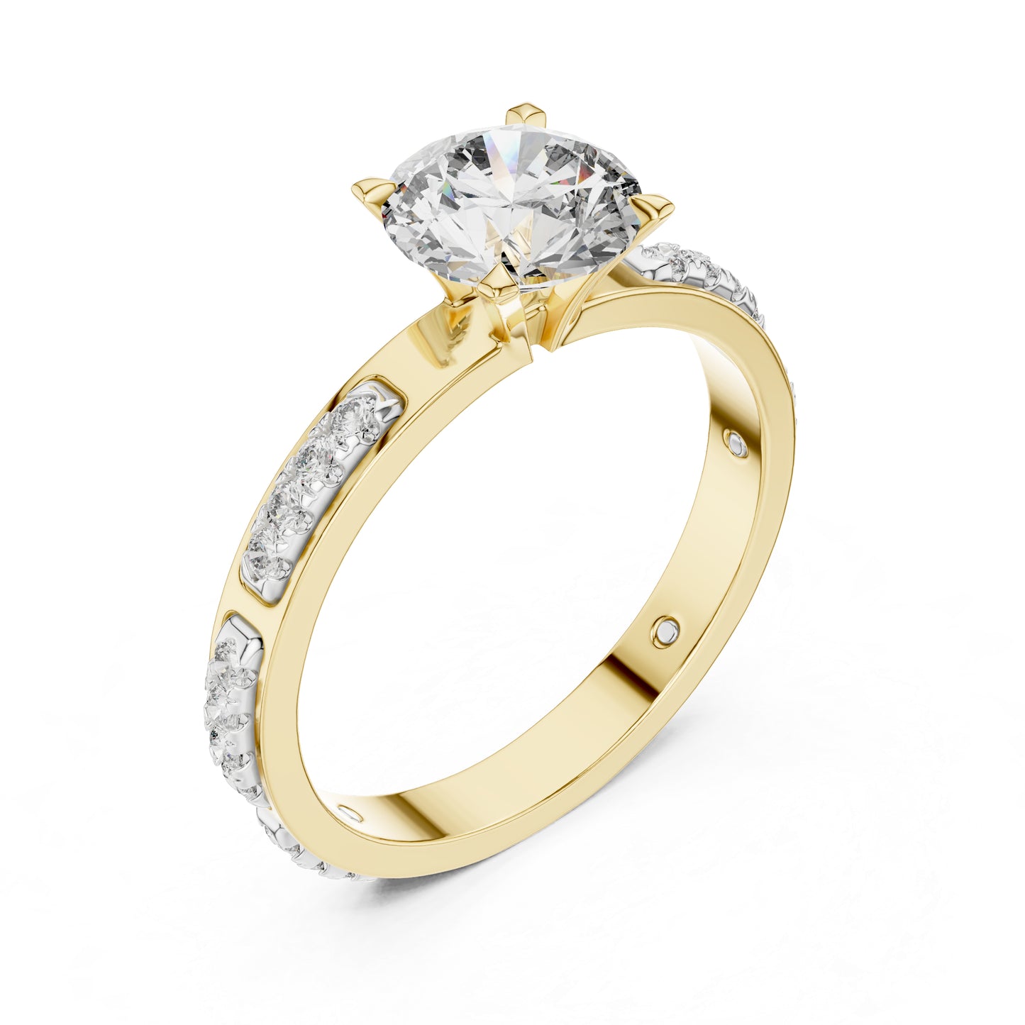 PureCarat 18K Yellow Gold Round Lab-Grown Diamond Solitaire Ring