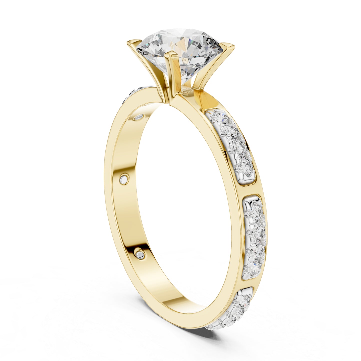 PureCarat 18K Yellow Gold Round Lab-Grown Diamond Solitaire Ring