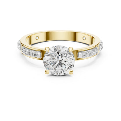 PureCarat 18K Yellow Gold Round Lab-Grown Diamond Solitaire Ring