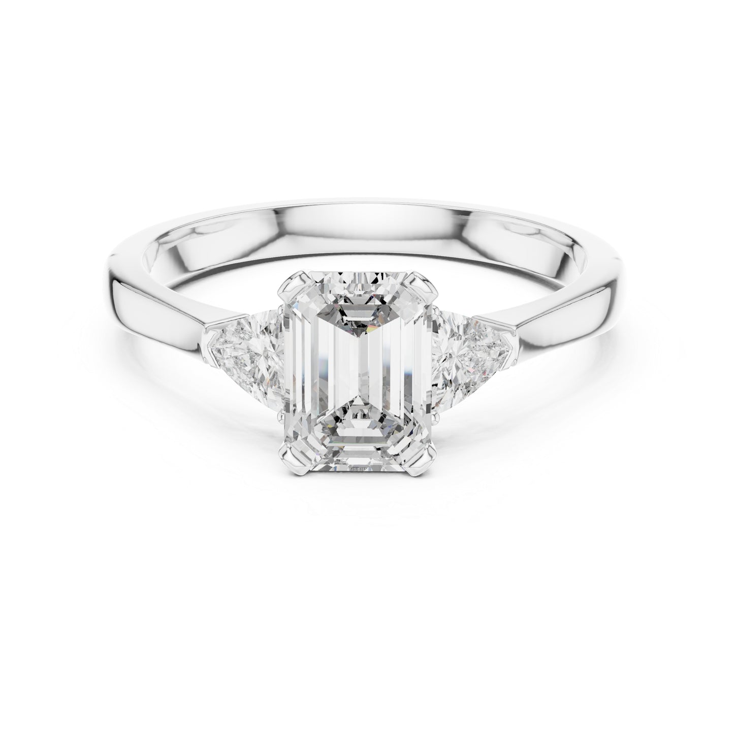 18K Yellow Gold Emerald & Trillion Lab-Grown Diamond Ring for Women | Office Wear | Pure Carat