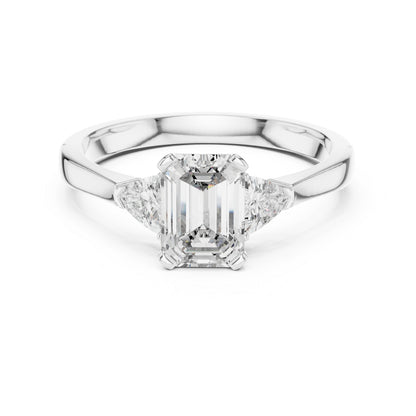 18K Yellow Gold Emerald & Trillion Lab-Grown Diamond Ring for Women | Office Wear | Pure Carat