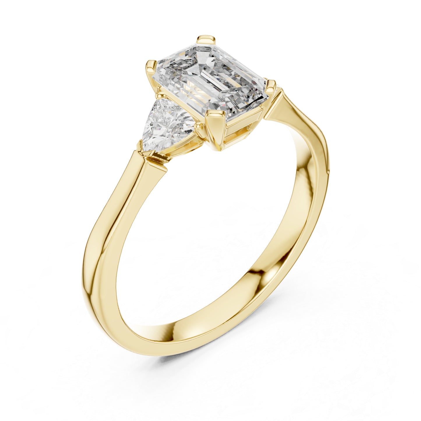 18K Yellow Gold Emerald & Trillion Lab-Grown Diamond Ring for Women | Office Wear | Pure Carat