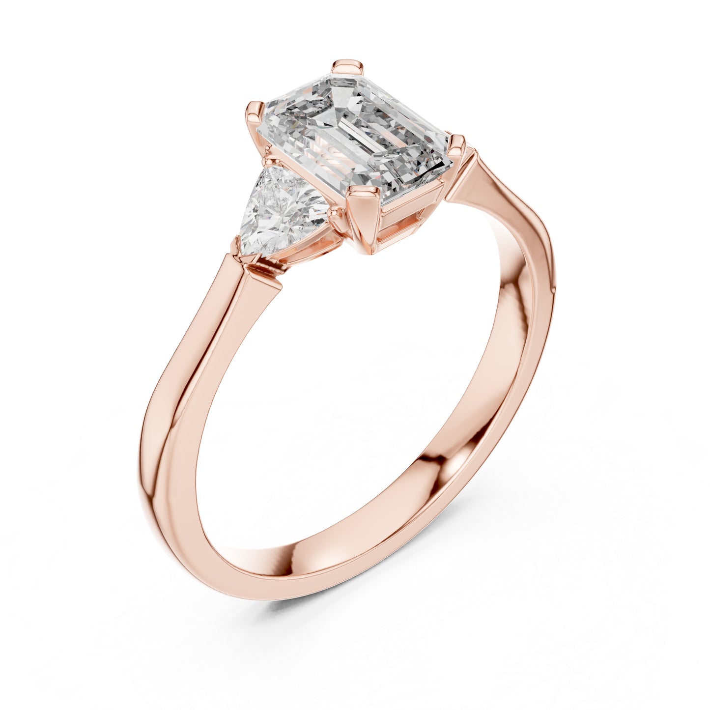 18K Yellow Gold Emerald & Trillion Lab-Grown Diamond Ring for Women | Office Wear | Pure Carat