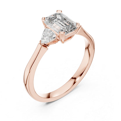 18K Yellow Gold Emerald & Trillion Lab-Grown Diamond Ring for Women | Office Wear | Pure Carat