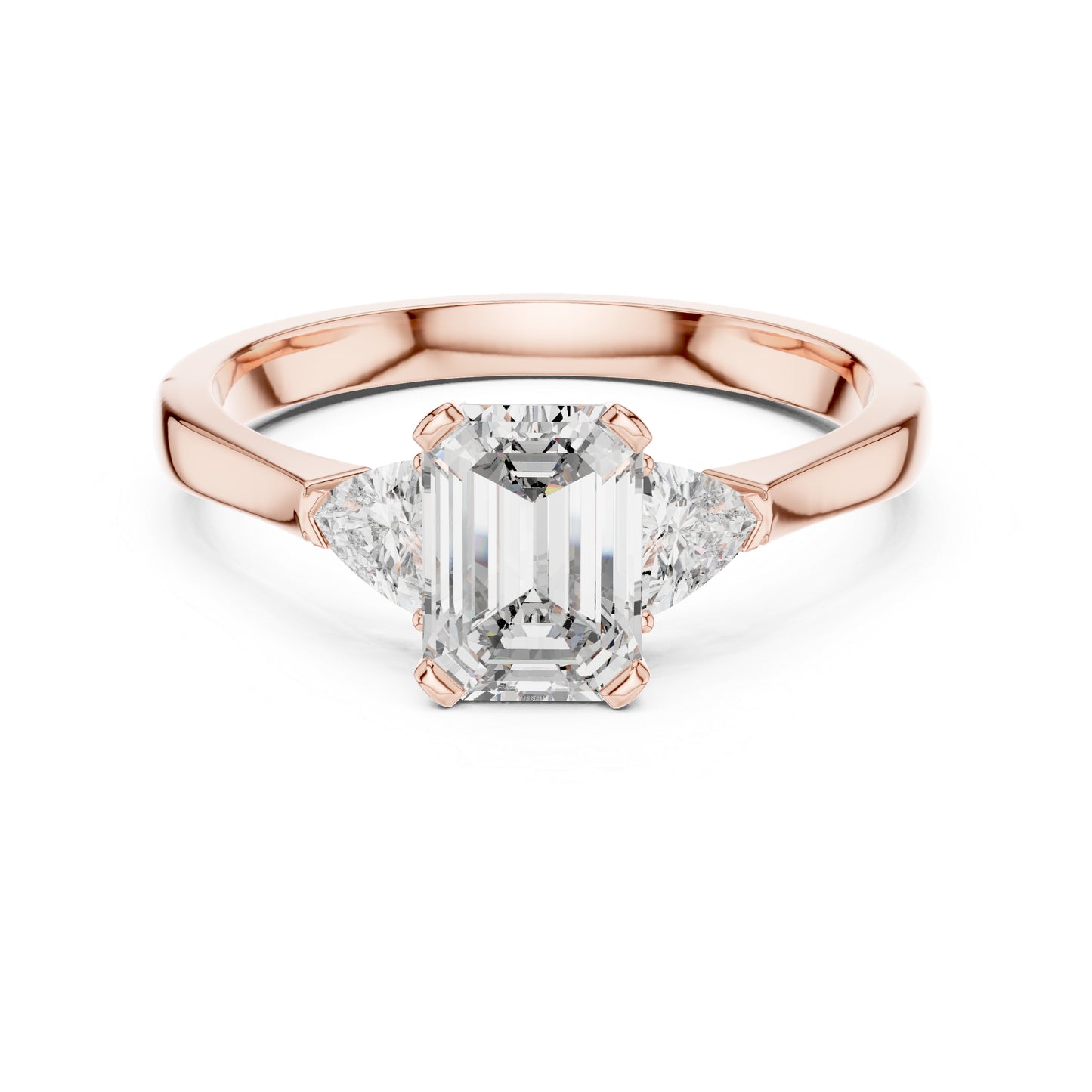 18K Yellow Gold Emerald & Trillion Lab-Grown Diamond Ring for Women | Office Wear | Pure Carat