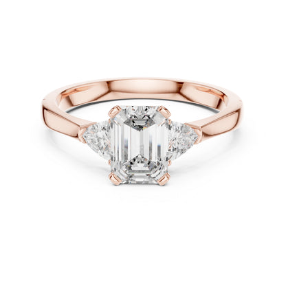 18K Yellow Gold Emerald & Trillion Lab-Grown Diamond Ring for Women | Office Wear | Pure Carat