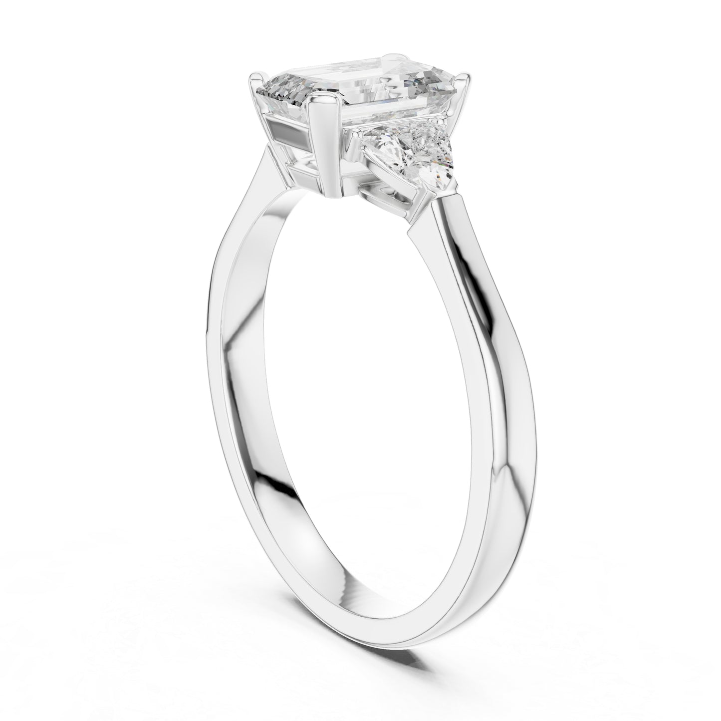 18K Yellow Gold Emerald & Trillion Lab-Grown Diamond Ring for Women | Office Wear | Pure Carat