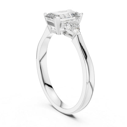18K Yellow Gold Emerald & Trillion Lab-Grown Diamond Ring for Women | Office Wear | Pure Carat